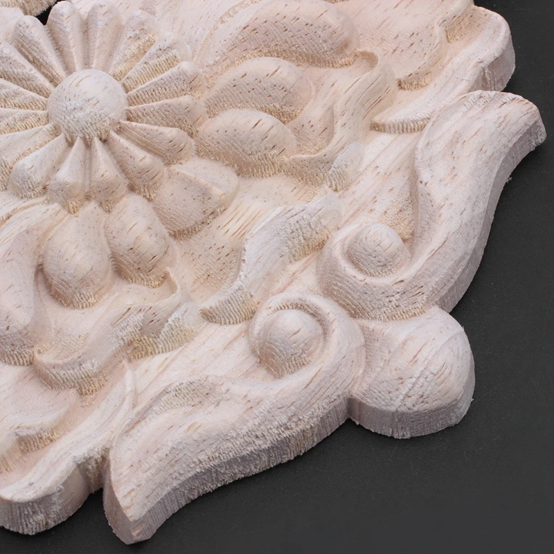 1X Rubber Wood Carved Applique Retro Furniture Craft Decor 38*15*1.2cm