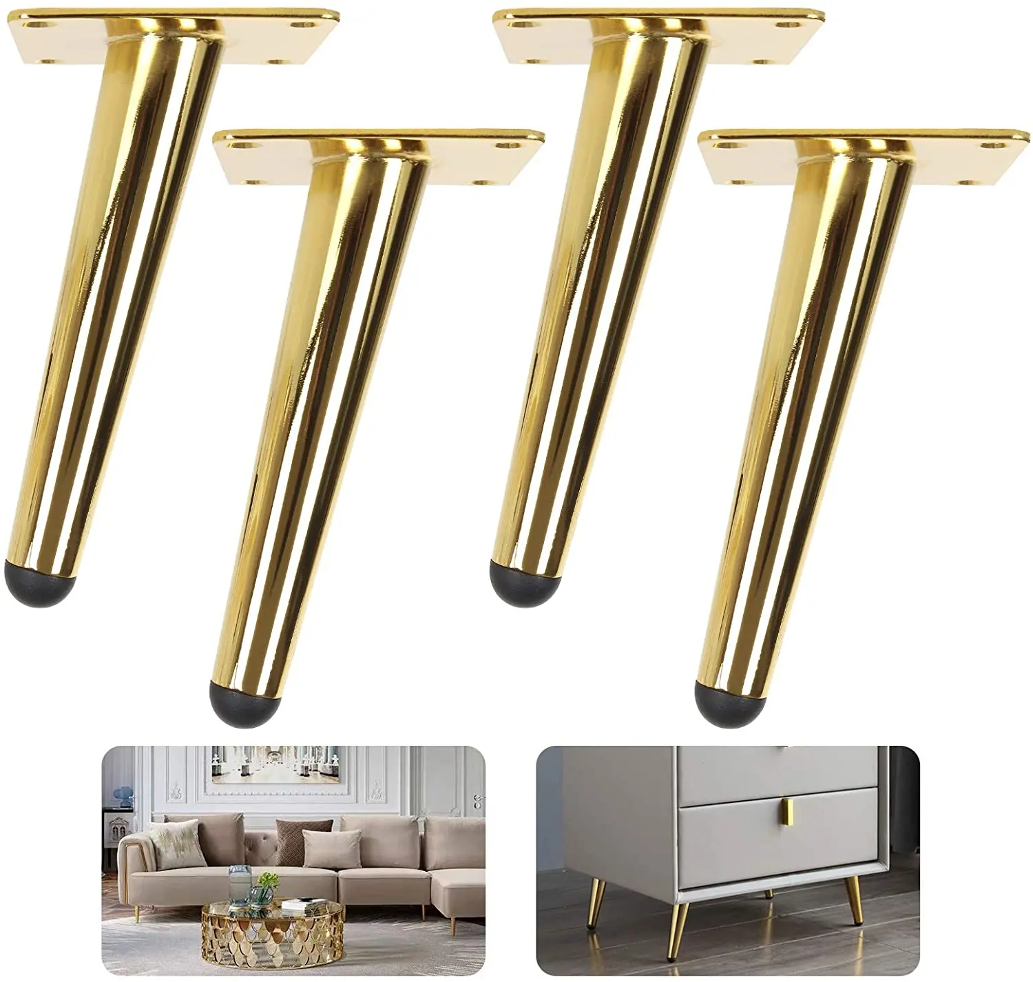 4pcs Metal Furniture legs Straight Cone And Oblique Cone Table Leg Sofa Chair Leg coffee tables Furniture fittings,15/20/25/30CM
