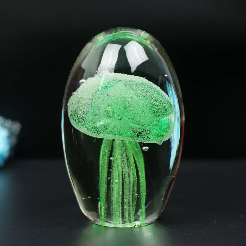 Glass Jellyfish Figurines Ornament Crafts Miniature Figurines Miniature Ornament Glass Ornament Paperweight Aquarium Fengshui Home Decoration