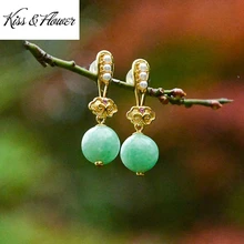 

KISS&FLOWER ER223 Fine Jewelry Wholesale Fashion Woman Bride Girl Mother Birthday Wedding Gift Vintage 24KT Gold Stud Earrings