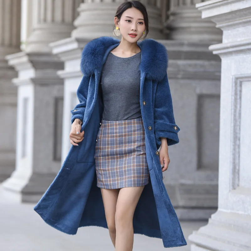 

Streetwear 100% Wool Jacket Fox Fur Hood Real Fur Coat Autumn Winter Coat Women Clothes 2020 Korean Sheep Shearling Abrigo Mujer