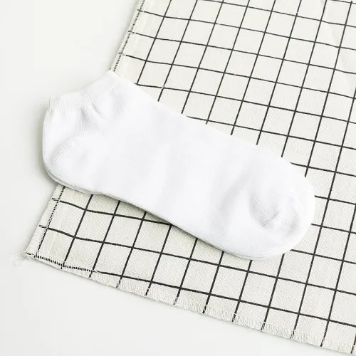 Woman Summer Socks Black White Gray Solid Color Female Invisible Socks Polyester Cotton Ladeis Boat Socks 6Pairs/lot=12pieces - Цвет: White A