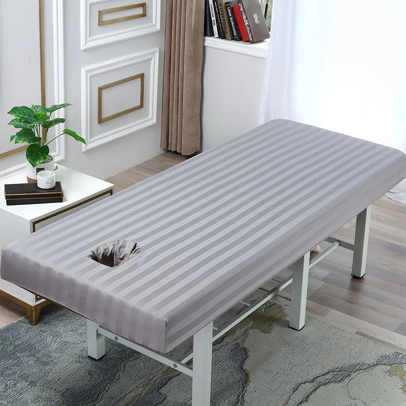 Pure Cotton Beauty Salon Bed Sheet Cover Elastic Band Sheet Non-slip SPA Massage Bed Sheet Cover 100% Cotton 4 Sizes 6