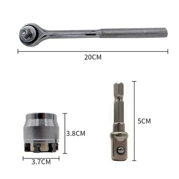 

Adjustable Universal 3/8 Torque Wrench Set Ratchet Power Drill Kits Magical Grip Bushing Hand Tools Universal Hexagon Socket