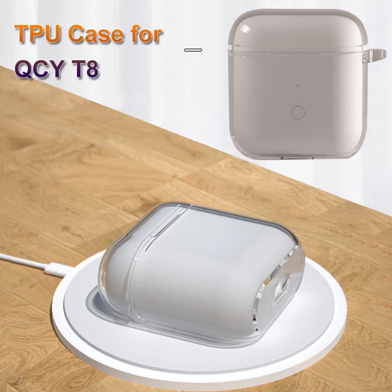 Чехол для наушников QCY T8 мягкий защитный чехол из ТПУ с защитой от потери пряжкой