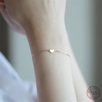 925 Sterling Silver Korean Version Simple Heart Stick Chain Bracelet Women Fashion Charm 14k Gold Jewelry Accessories
