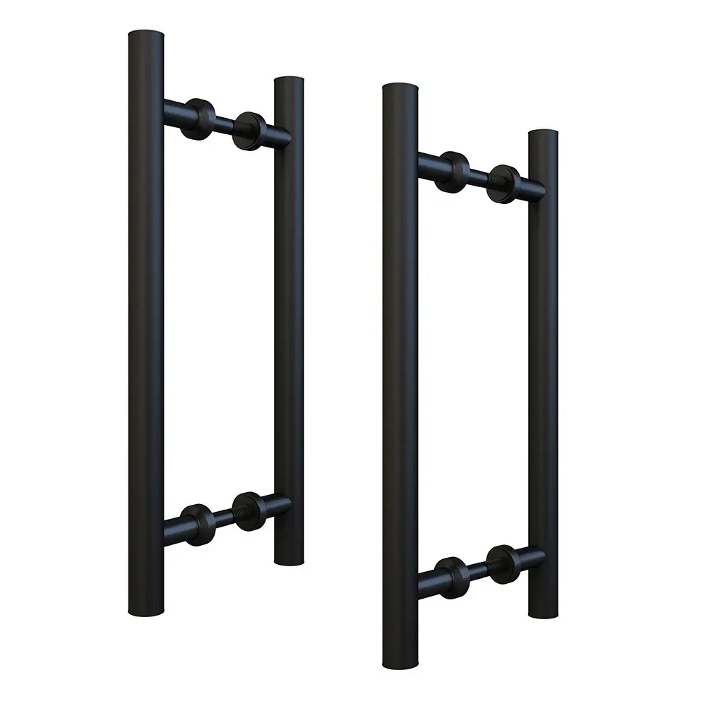 

15-3/4in Flat Black Back to Back Mounted Pull Handle Set for Sliding Barn Door Set of 2