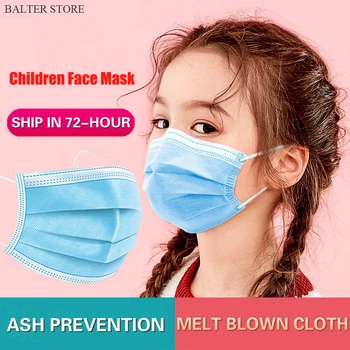 

10/50/100pcs Disposable Kids Face Mask Non Woven 3 Layer Anti Dust Breathable Gauze Mask Blue Face Mouth Mask For Children