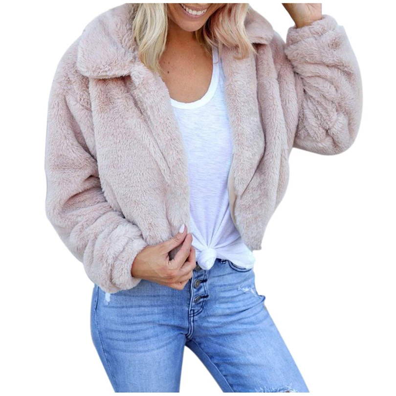#*Cheap 2019 Winter Spring Coat Women Faux Fur Coats Warm Fluffy Cropped Jackets Ladies Thicken Overcoat Outwear manteau femme A40