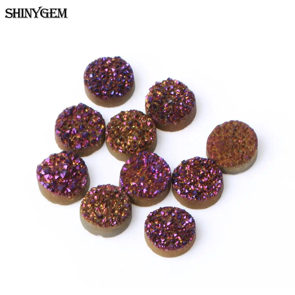 ShinyGem 5 шт 4 12 мм натуральный круглый кристалл Druzy Камень Радужный геодезический