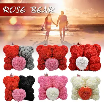 

Handmade Rose Teddy Bear Artificial Permanent Flower Best Gift for Valentine's Day Christmas Anniversary Wedding Birthday Party