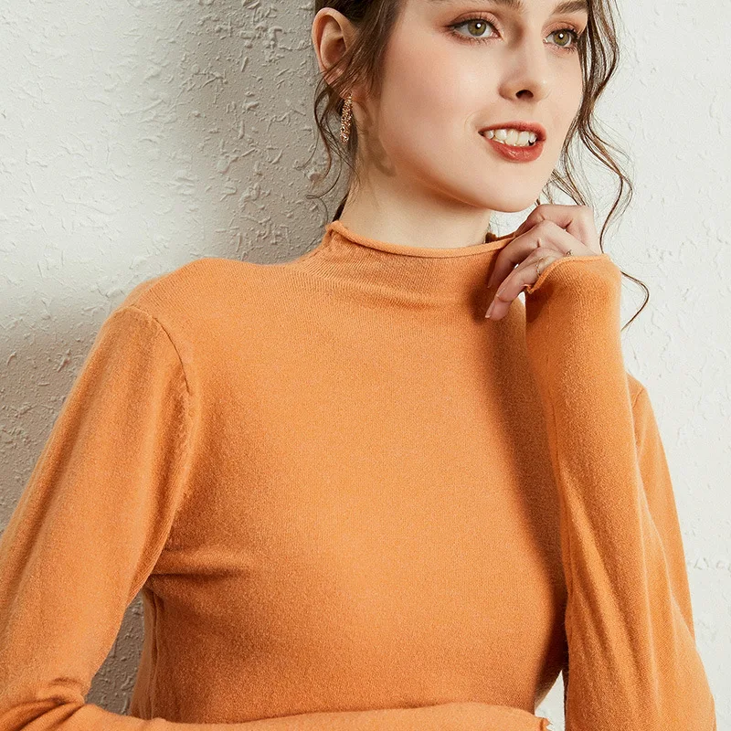 

Elasticity half-high Bottoming Pullover Female Solid Simple Sweaters Tops Autumn Winter Women Base Pullovers Sweater Knitted