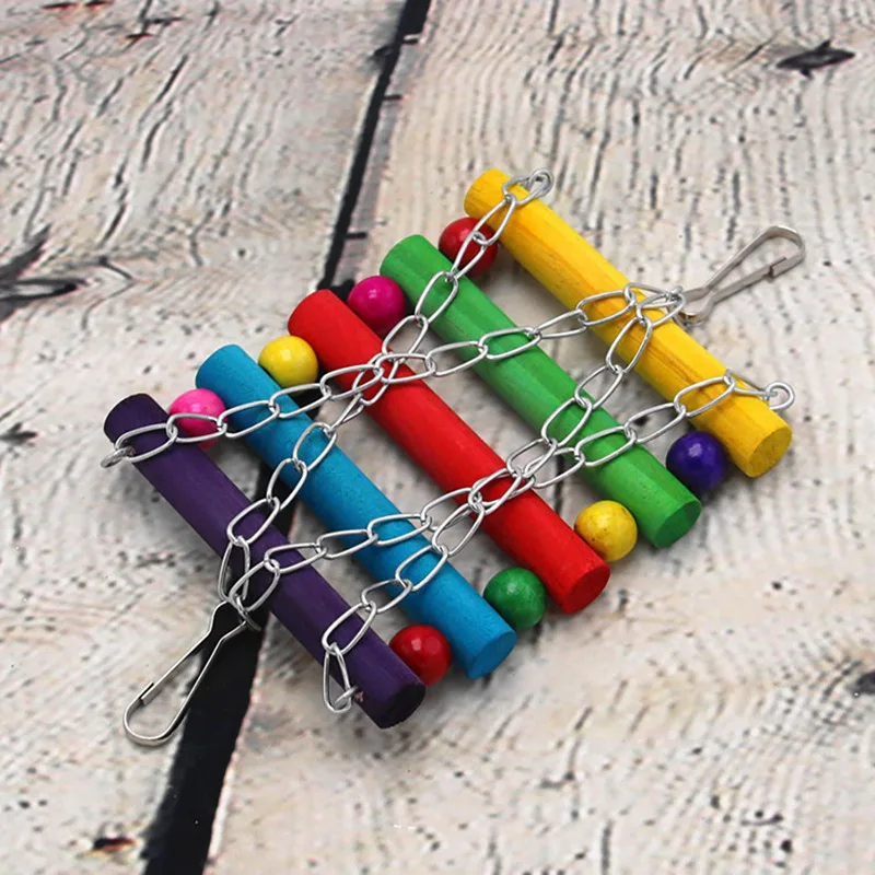 Попугай подвесные мосты креативный деревянный попугай игрушка красочная веревочная лестница Parakeet клетка аксессуары - Цвет: ATC0003C