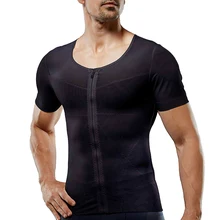 Мужское моделирующее белье на молнии, рубашка, топ, Корректирующее белье, удобные компрессионные футболки, корсет для пота, Корректирующее нижнее белье