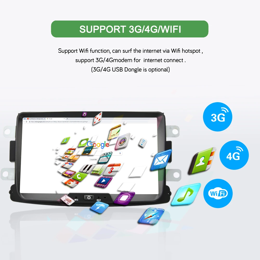 Best Bonroad 8" Android 9.0 Car Multimedia Player For Renault Duster Dacia 2012-2015 Car Radio Ram GPS Navigation 4G Rom 64G 12