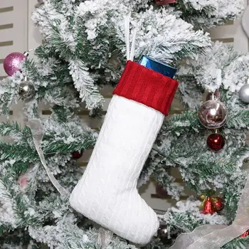 

3 3 Pcs Christmas Stockings 7*12.7*5 in Cable Knit Knitted Xmas Stockings, Rustic Personalized Stocking Decorations for Family