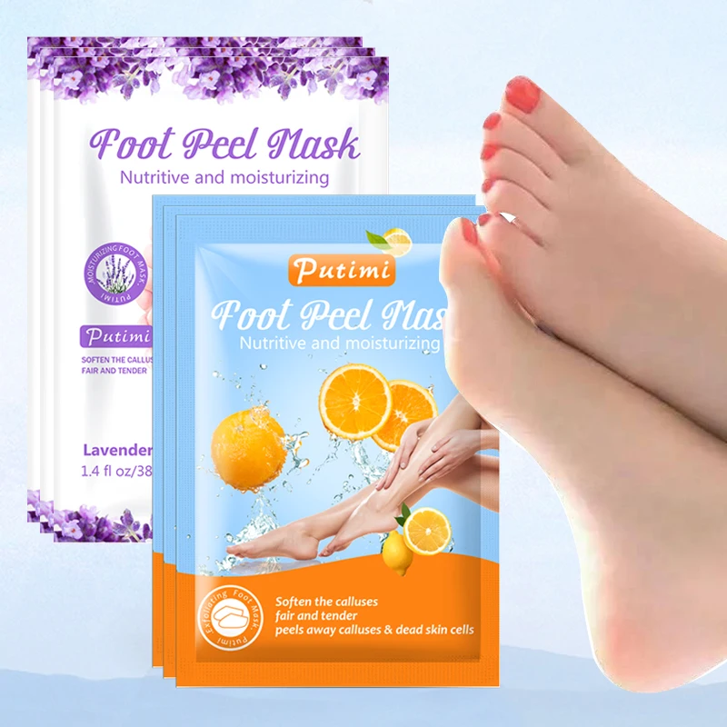 

2Packs Lavender/Lemon Exfoliating Foot Mask Peeling Dead Skin Remover Pedicure Socks Feet Mask Soft Calluses Foot Care for Heels