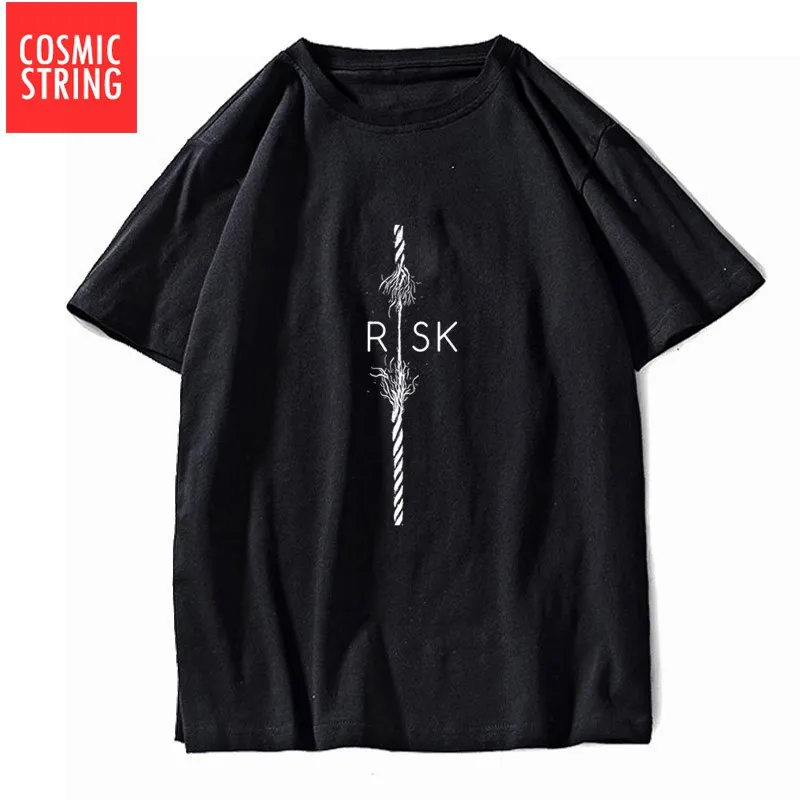 CR-A0106CS-2BLK COSMIC STRING, хлопок, короткий рукав, фокус, принт, Мужская футболка, повседневная, свободная, летняя, Мужская футболка, крутая, с круглым вырезом, футболка для мужчин - Цвет: CR-A0106CS-2BLK