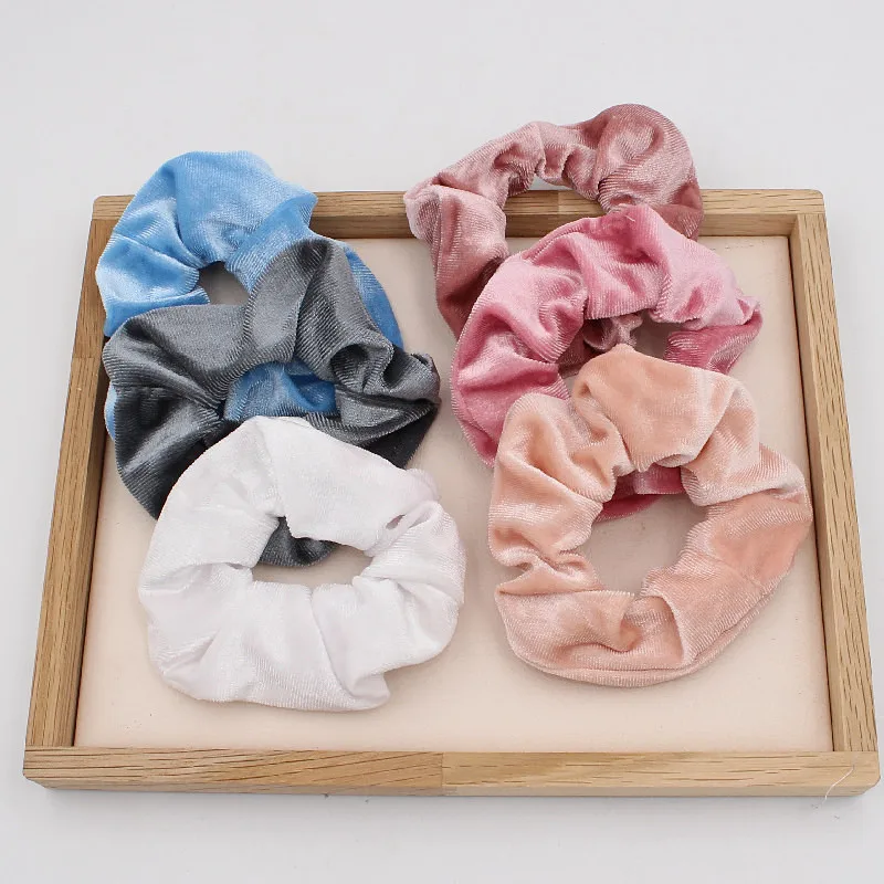 6pcs/lot Fashion Women Girls Silky Satin Hair Scrunchies Solid Stretch Elastic Hair Tie Simple Elegant Rubber Band Ponytail Tie