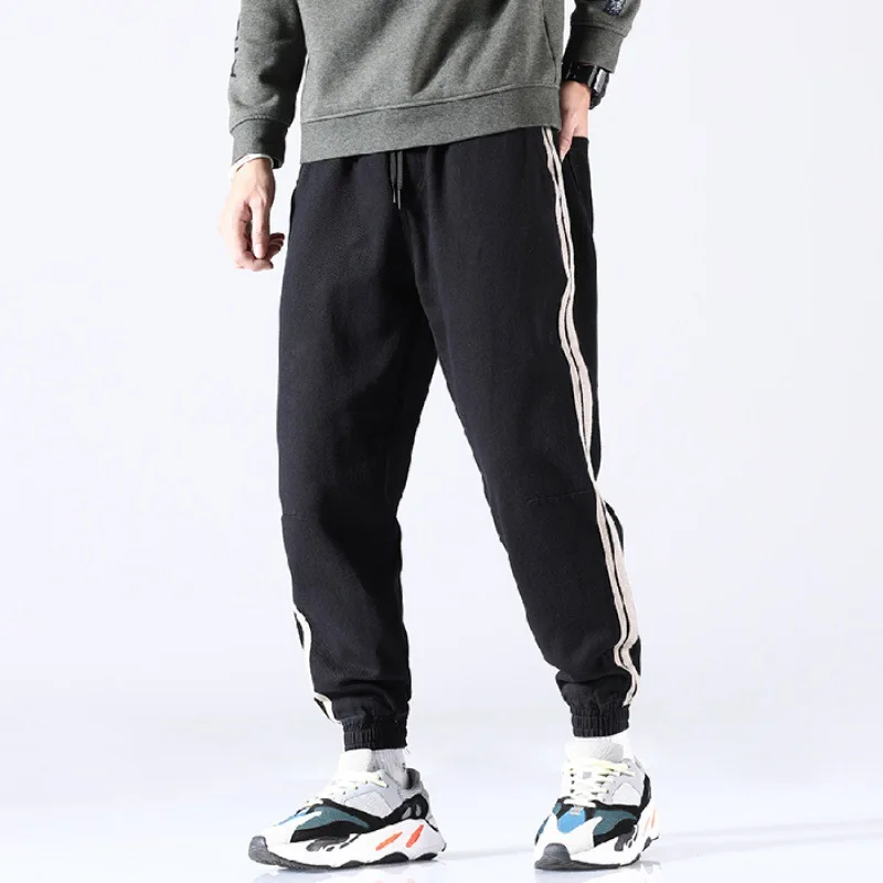 

Japanese-style Retro Fashion Man Contrast Color Stripes Beam Feet Long Pants American Leisure Teenager Loose-Fit Sports
