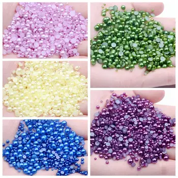 

Half Round Flatback Pearls Beads 2000pcs 8mm Colors Glue On Resin Gems For Clothes Dresses Shoes Nail Art Decoration