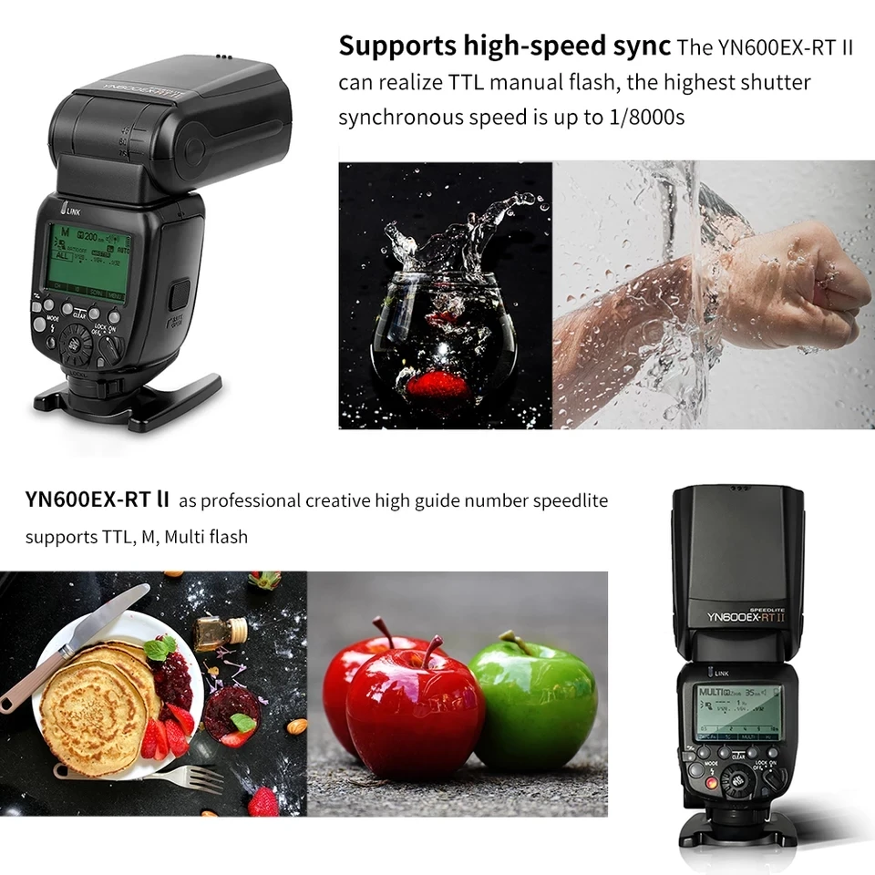 Светодиодная лампа для видеосъемки YONGNUO YN600EX-RT II ttl мастер Вспышка Speedlite для Canon Камера 2,4G Беспроводной 1/8000s HSS GN60 с YN-E3-RT II передатчик
