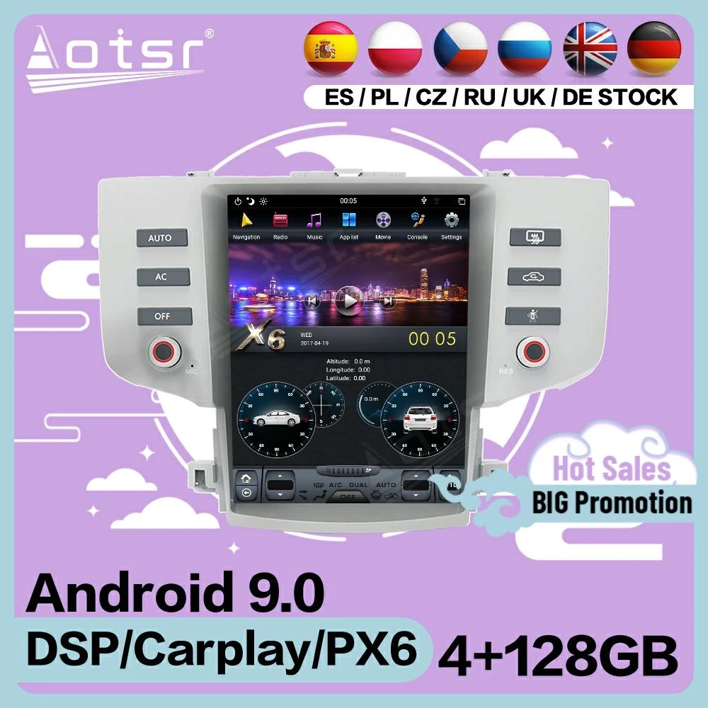 $US $612.04 128G Carplay Tesla Screen Multimedia Stereo Android Player For Toyota Reiz 2005 2006 2007 2008 2009 GPS Navi Receiver Head Unit