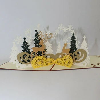 

Led Light Music 3D Pop Up Greeting Cards Christmas Postcard Paper Craft DIY