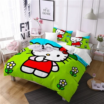 

Luxury Cartoon 3d Bedding Set Cute Hello Kitty Pattern Duvet Cover Pillowcase Bed Linen Bedclothes Au Eu Us Twin Full Queen King