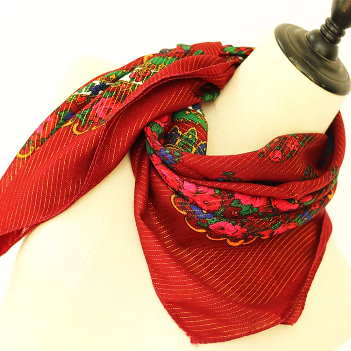 Luxury Besigner Fashion Style Russian Ethnic Pattern Women Cotton Small scarf  Handkerchief Scarf 70CMX70CM Hijab shawl