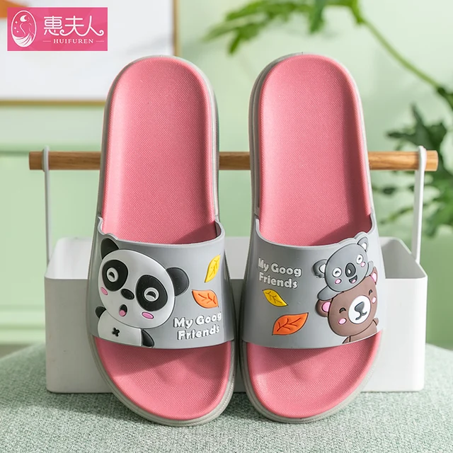 Cool Slippers Couple Male Outside Wear a Pair of Thick Soles Slippers Ins Antiskid Household Household Cute Summer Indoor Female Light grey