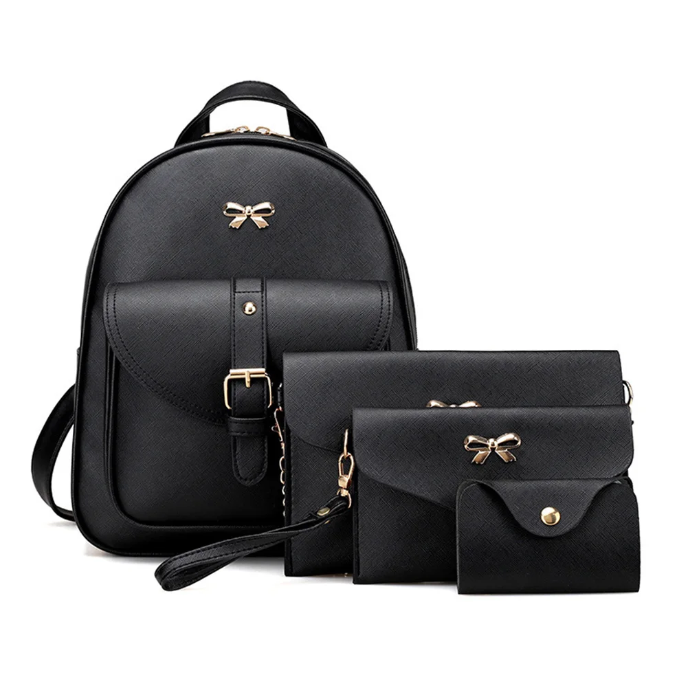 

PU Leather Bowknot School Bag Multi-use Casual Backpack Shoulder Travel Bags Durable Fabala