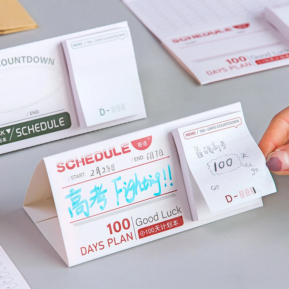 

Creative Desktop 100 Sheets Daily Memo Pad Paper Sticky Student Countdown 100-day Plan Notes Office School Stationery