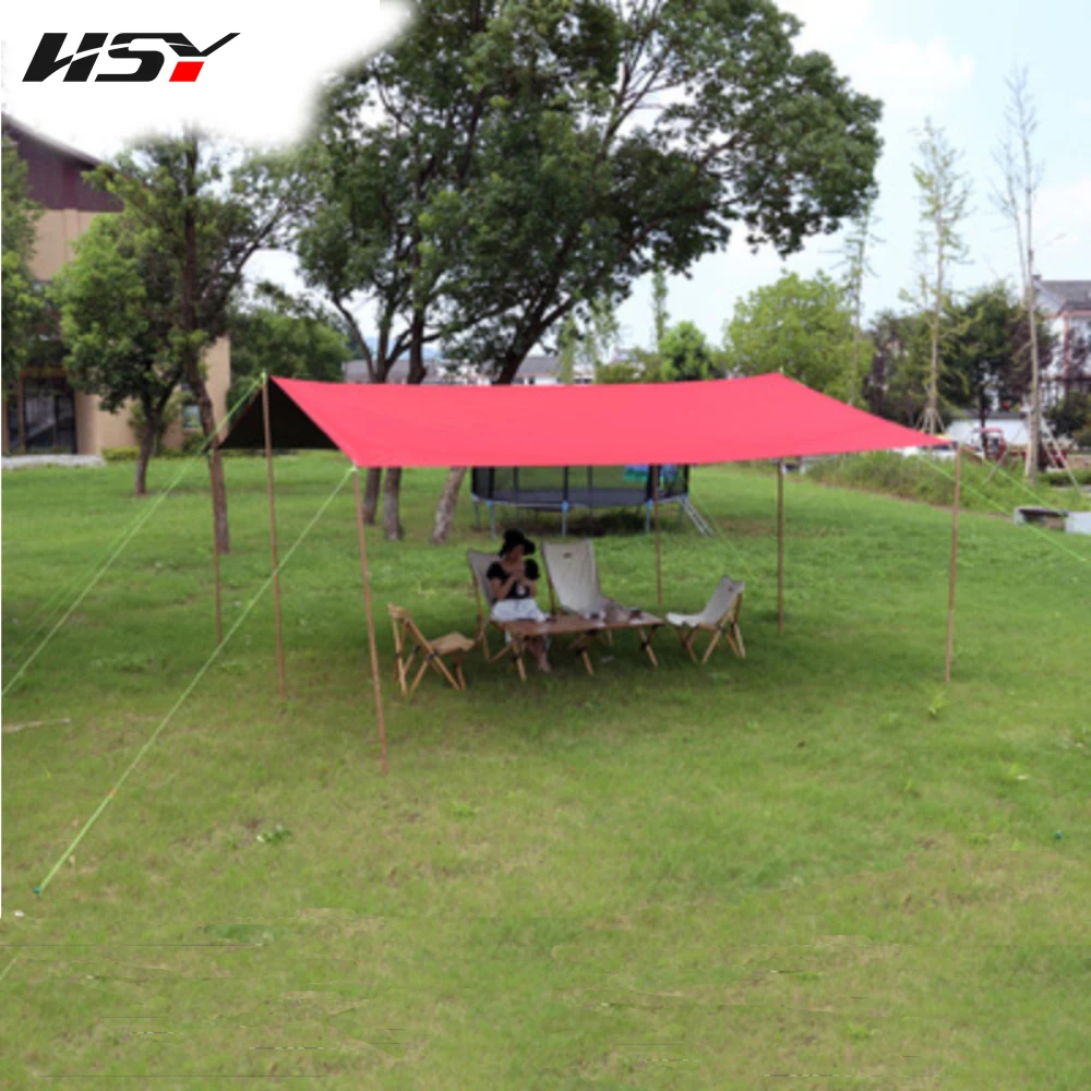 

4.4x4.4M UPF50+ Waterproof 5000MM With Black Coated Outdoor Tarp Camping Survival Sun Red Rain Awning Canopy Garden Pergola Tent