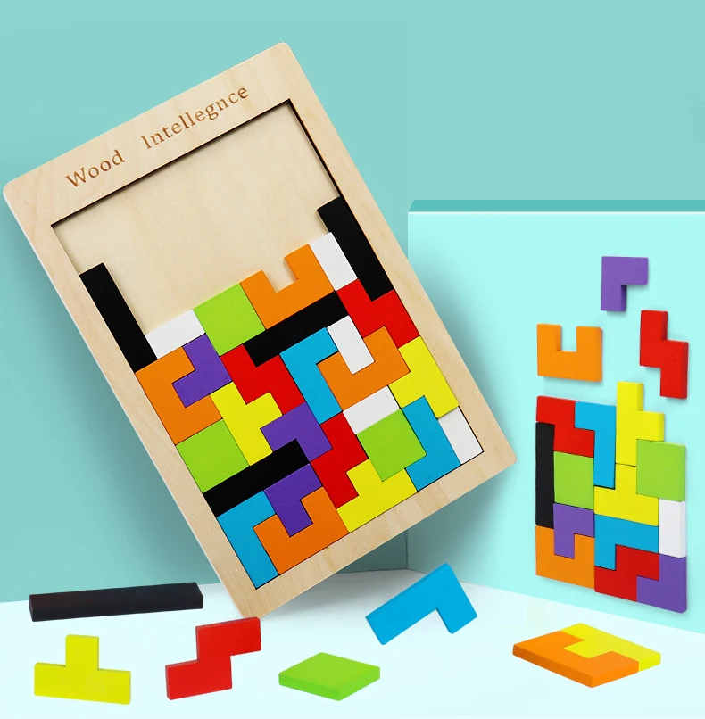 Большой размер красочная деревянная головоломка Танграм головоломка игрушки тетрис игра магирование интеллектуальная развивающая игрушка для детей GYH