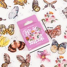 46pcs Planner Scrapbooking Box Sticker Kawaii Planner Diary Children Hand Account Decoration Label Butterfly Animal Adhesive