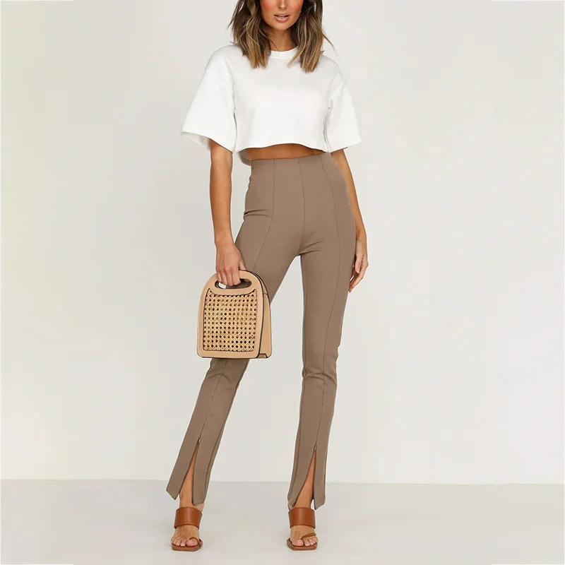 

2020 Autumn New Hot Casual Solid Color High Waist Pants Feet Pants Women sweat pants fall 2020 women clothing