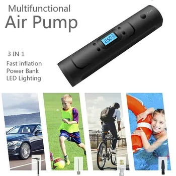 

12V Mini Power Bank 150PSI Air Pump Tire Inflator Cordless Digital Car Tire Pump Port External Battery Portable Phone Charger