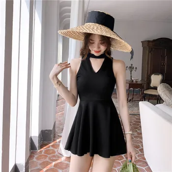 

High Waist Swimsuit Two-Piece Swimsuits Swimwear For Women Full One Piece Onepiece Split Slender Hidden Korean Ins Black Sexy