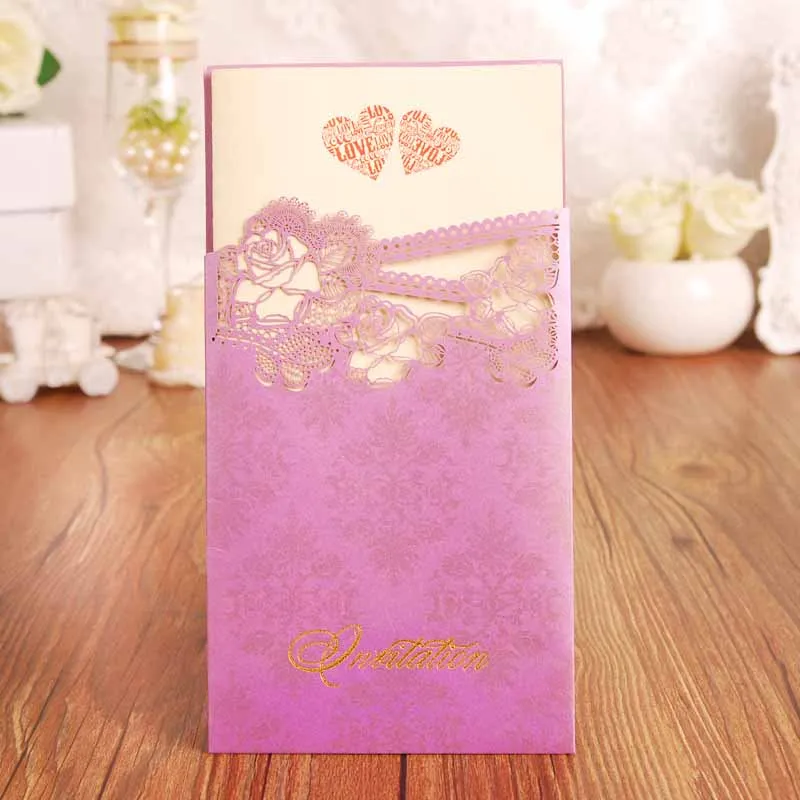  10 Pcs/Set Creative Business Meeting Hotel Hollow Hot Stamping Invitation Cards Romantic Wedding In - 4.00034E+12