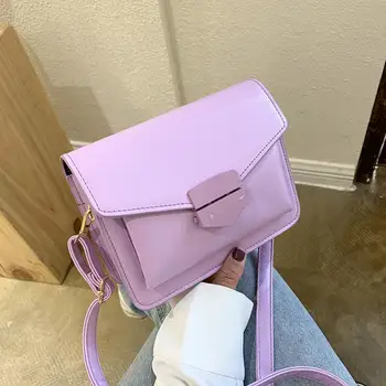 

Solid Color Shoulder Strap Design Small PU Leather Crossbody Bags For Women 2020 Lady Shoulder Handbag Female Luxury Flap Bag