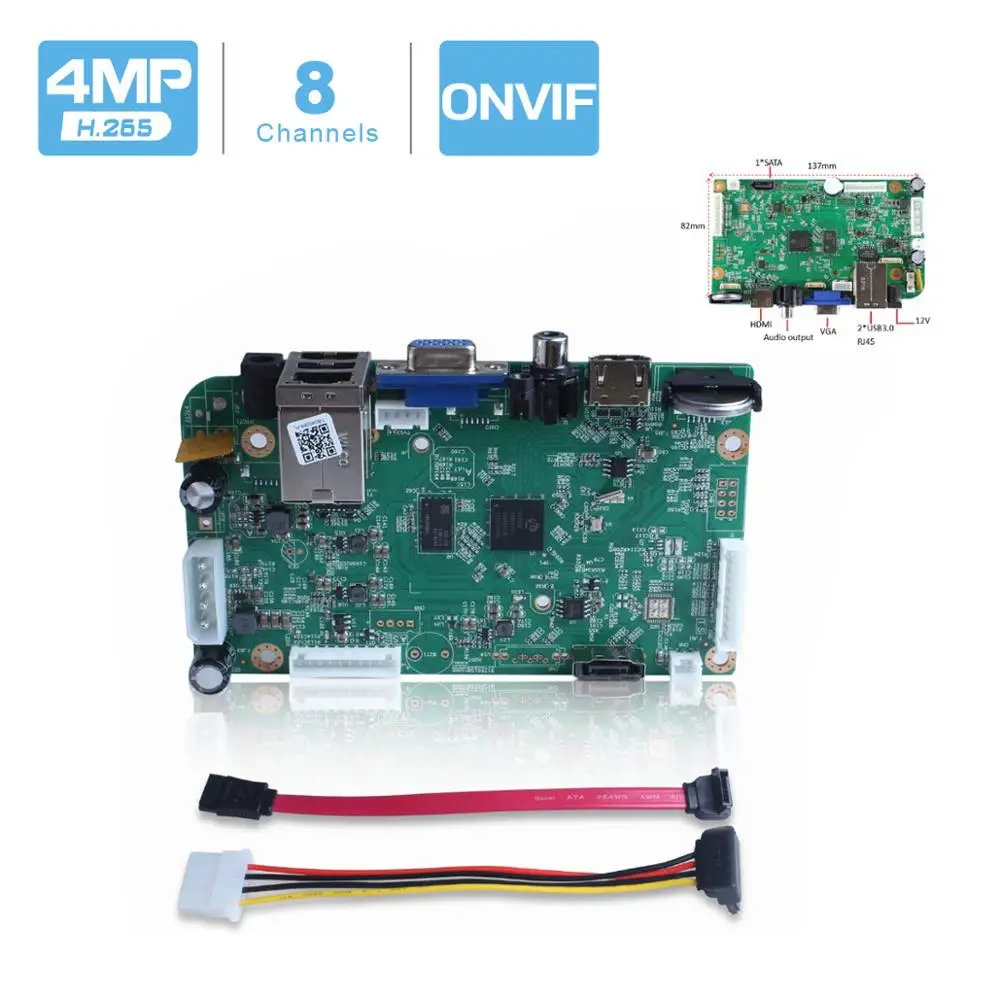 BESDER HI3536D 8CH H.265 CCTV NVR HDMI VGA выход 4MP видео вход рекордер доска ONVIF Обнаружение