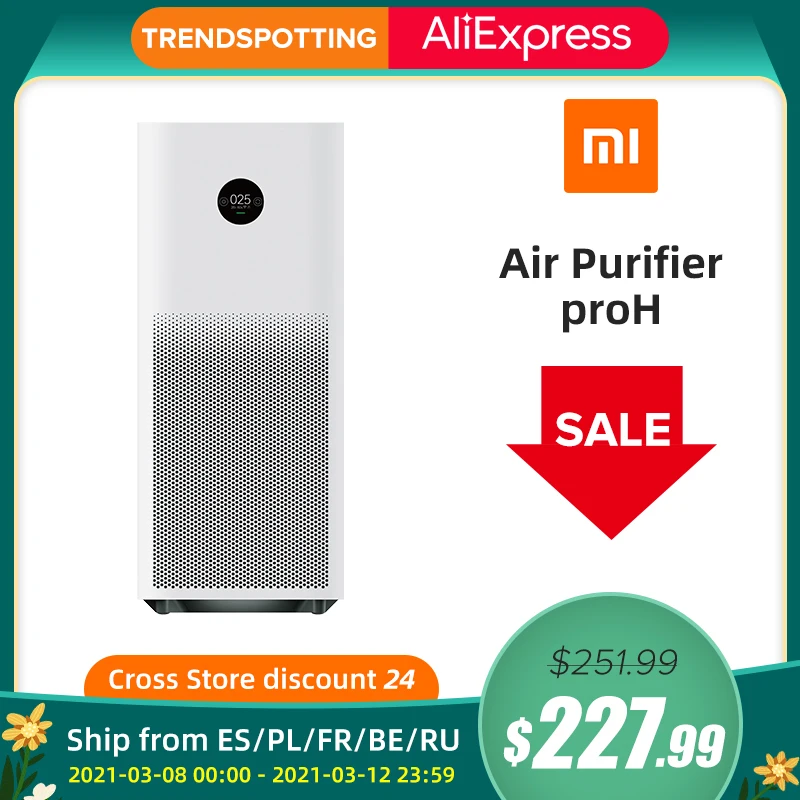 Global Xiaomi Mi Air Purifier Pro H Smart OLED Sterilizer Formaldehyde Cleaner Purification with H13 Filter APP + AI Control