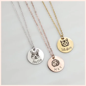 

925 sterling silver personalized disc necklace for women People/pet avatar name custom pendant Fashion jewelry choker