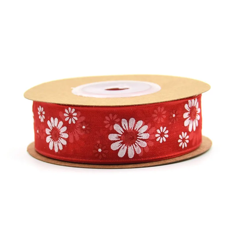 10 ярдов цветок подарок из органзы Лента для вышивка рукоделие декорации атласные ленты с рисунком ручной работы DIY лук аксессуары - Цвет: 2cm
