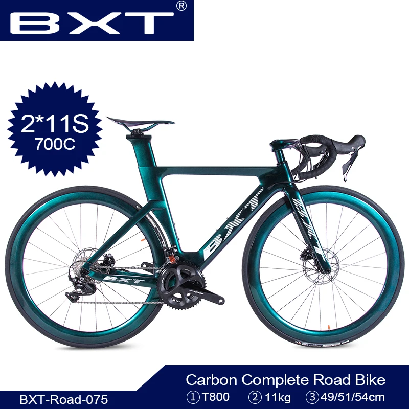 BXT Road Bike 700C Carbon Road Bike Bicycle Road 2*11Speed Bike Racing Dual Disc Brakes T800 Carbon Frame+fork Free shipping