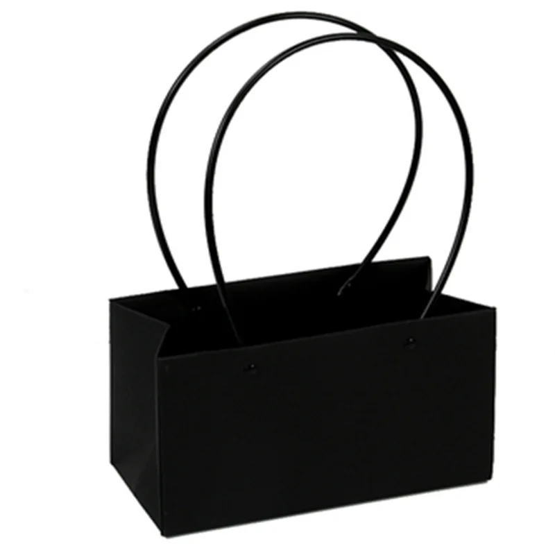 Black Крафт-бумага, коробка для цветов с ручкой, крафт-бумажный мешок, цветочный цветок, роза, Подарочная коробка, День Святого Валентина, упаковка для цветов, декор для свадебной вечеринки - Цвет: Black