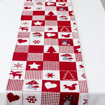 

Christmas linen table flag 35*170 cm Christmas elk print table flag Christmas creative decoration table flag wholesale