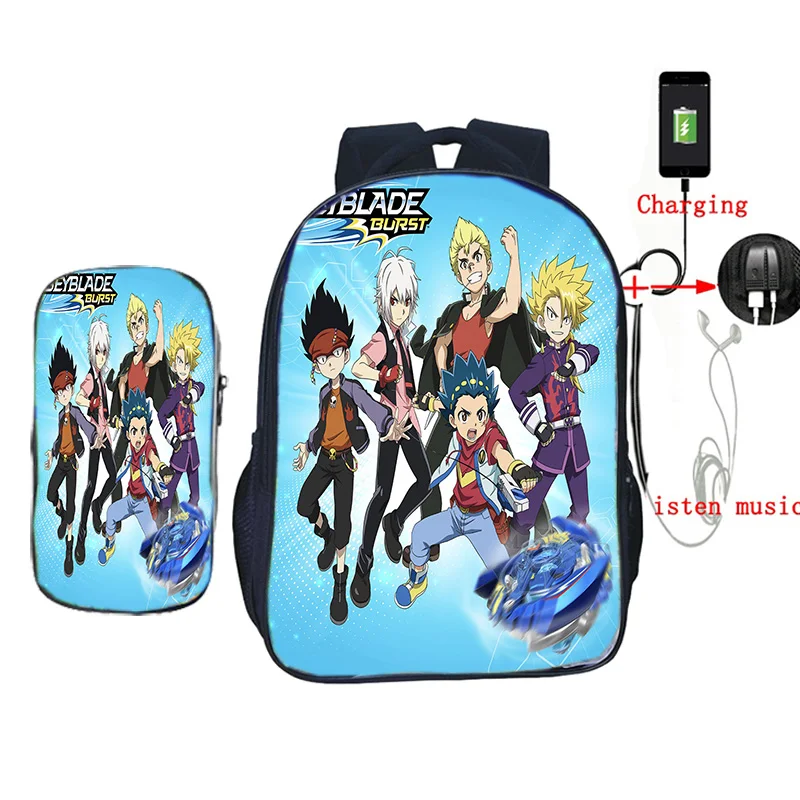 Beyblade usb зарядка школьная сумка 2 шт./компл. рюкзак для подростков мальчиков и девочек дорожные сумки на плечо детская книга Mochila с коробкой для ручек - Цвет: 14
