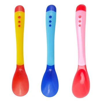

1Pcs Baby Safety Feeding Temperature Sensing Spoon Baby Silicone Spoon Kids Children Flatware Feeding Baby Spoons